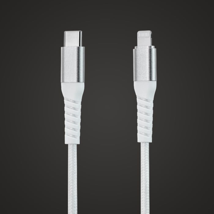 Linocell Premium Kevlar USB-C- till Lightning-kabel Vit 2 m