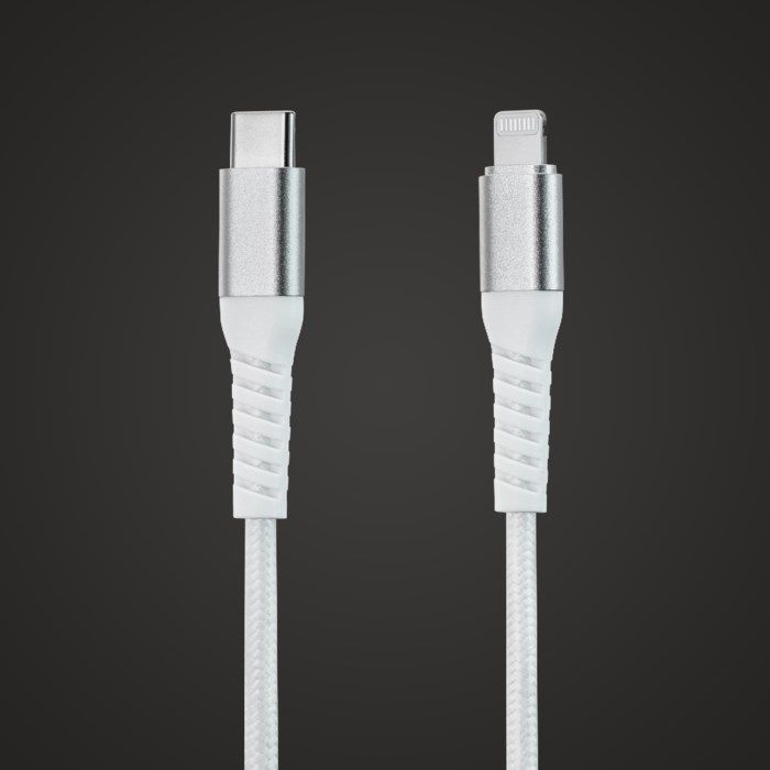 Linocell Premium Kevlar USB-C- till Lightning-kabel Vit 1 m