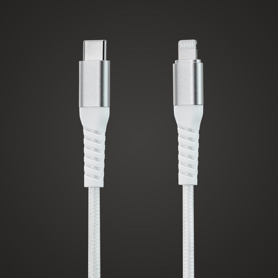 Linocell Premium Kevlar USB-C- til Lightning-kabel Hvit 0,5 m