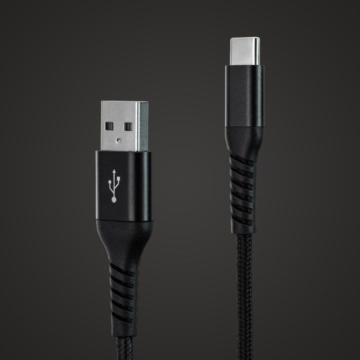 Linocell Premium Kevlar USB-C-kabel 1 m Svart