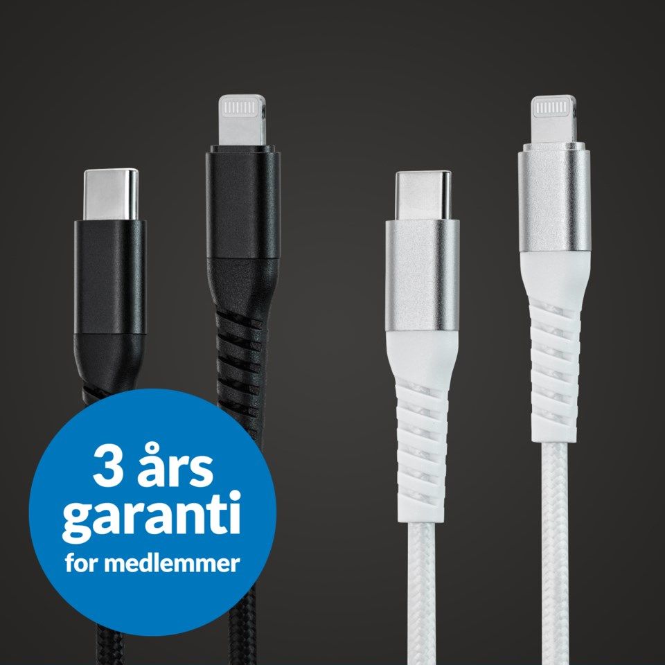 Linocell Premium Kevlar USB-C- til Lightning-kabel Hvit 0,5 m