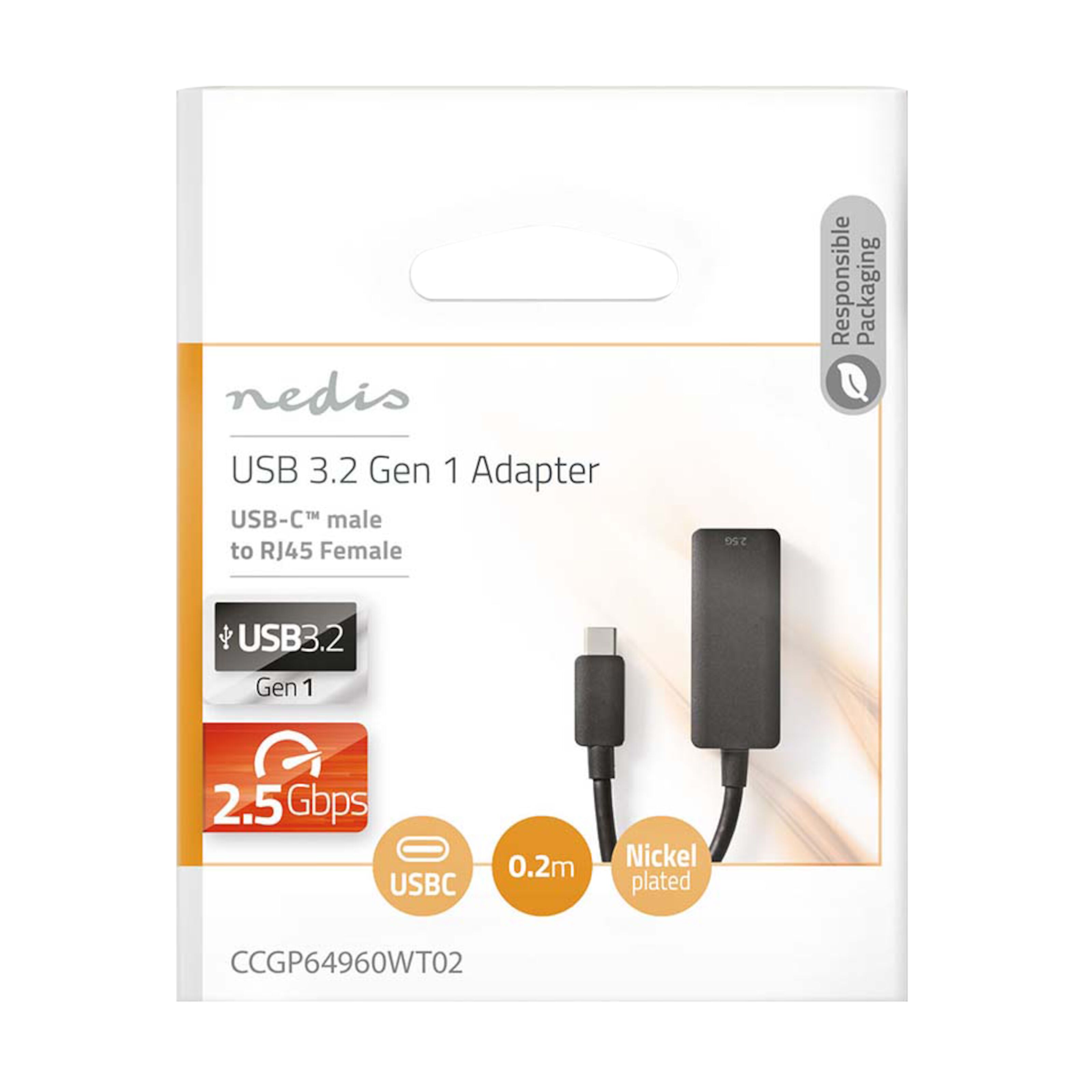 Nedis Gigabit nettverkskort USB C 2 5 Gb s Nettverkskort For Kablet nedis-gigabit-nettverkskort-usb-c-2-5-gb-s-nettverkskort-for-kablet