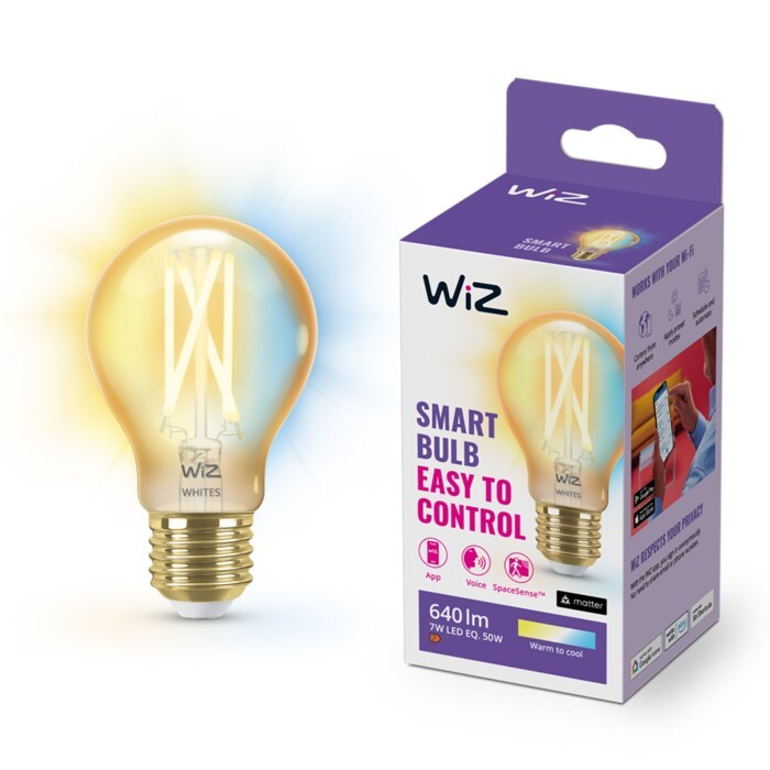 WiZ Amber Filament A60 Smart LED-lampa E27 640 lm