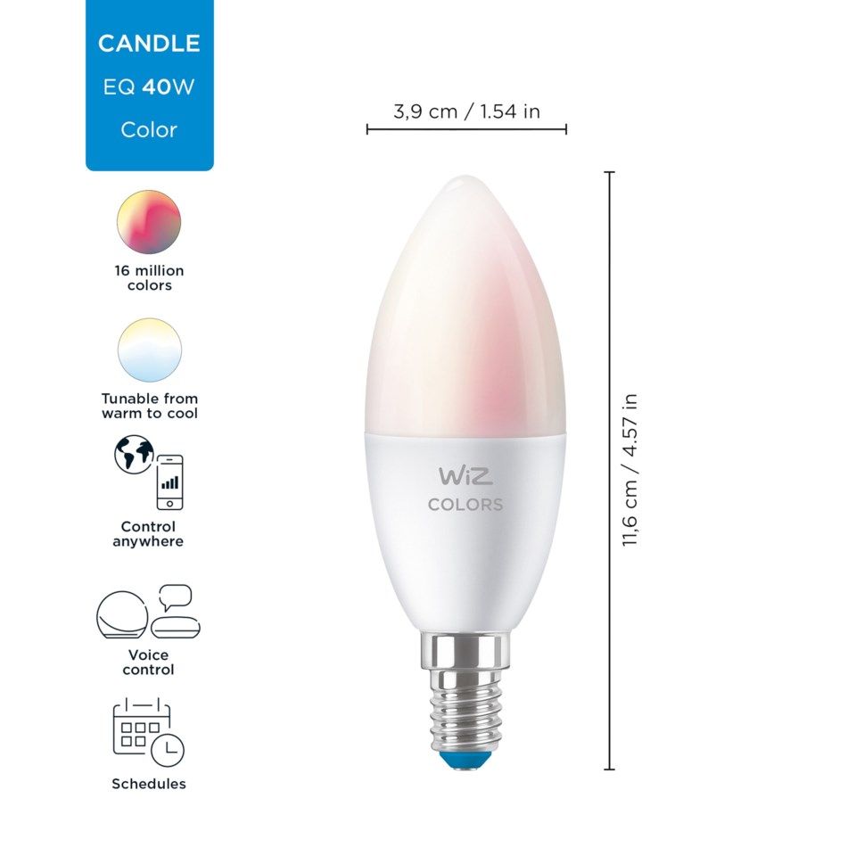 WiZ Color C37 Smart LED-lampa E14 470 lm