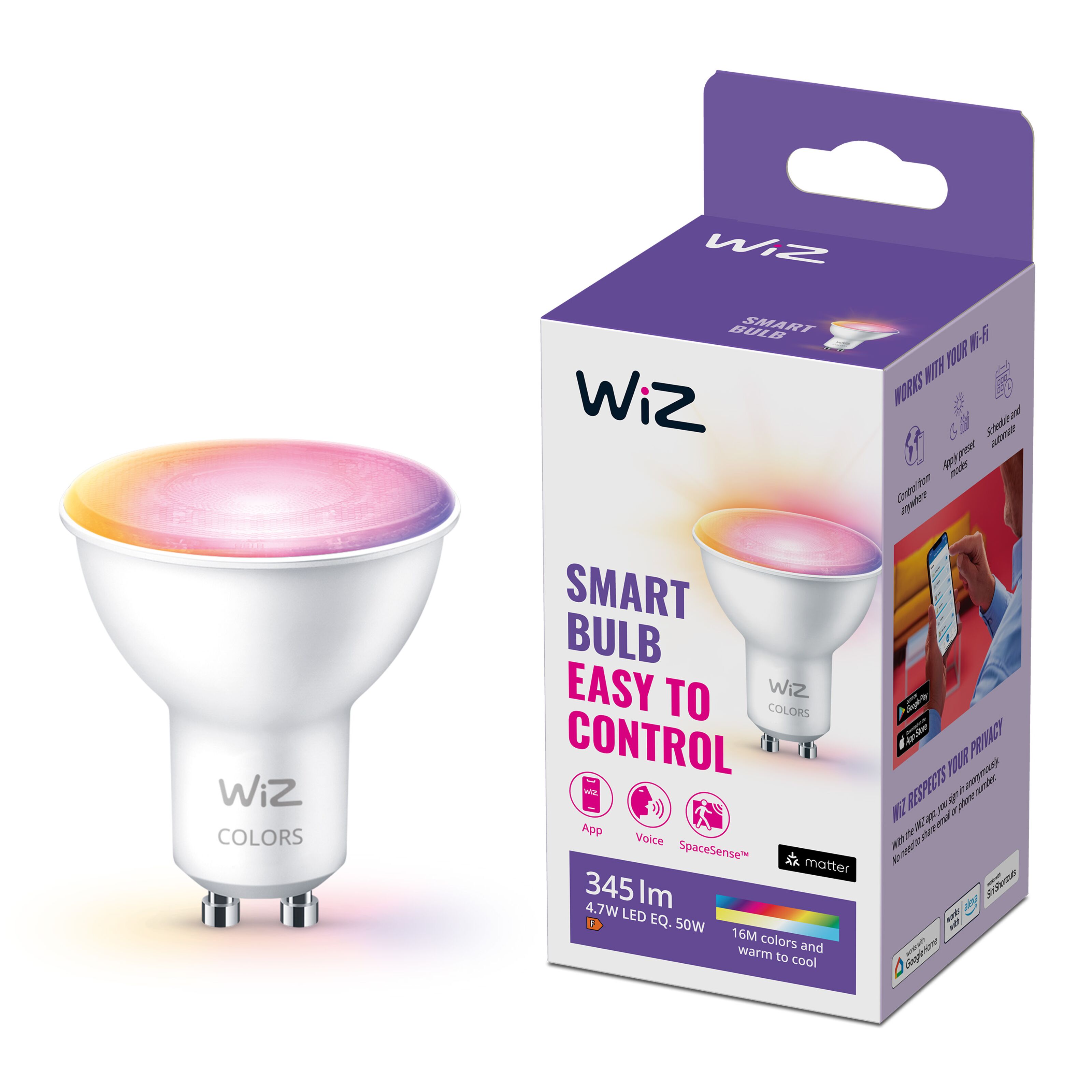 WiZ Color Smart LED-pære GU10 345 lm