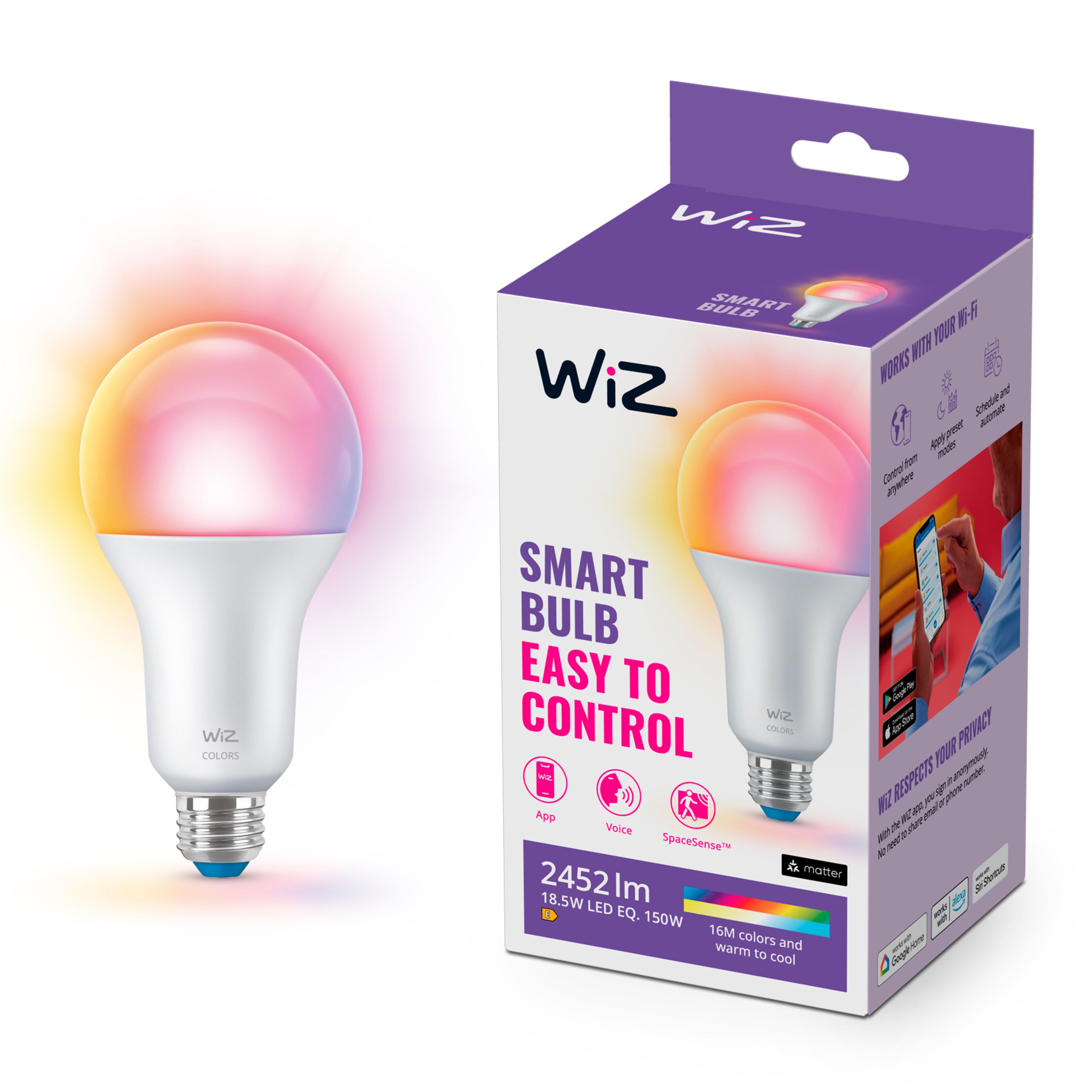 WiZ Color High Lumen A80 Smart LED-pære E27 2452 lm
