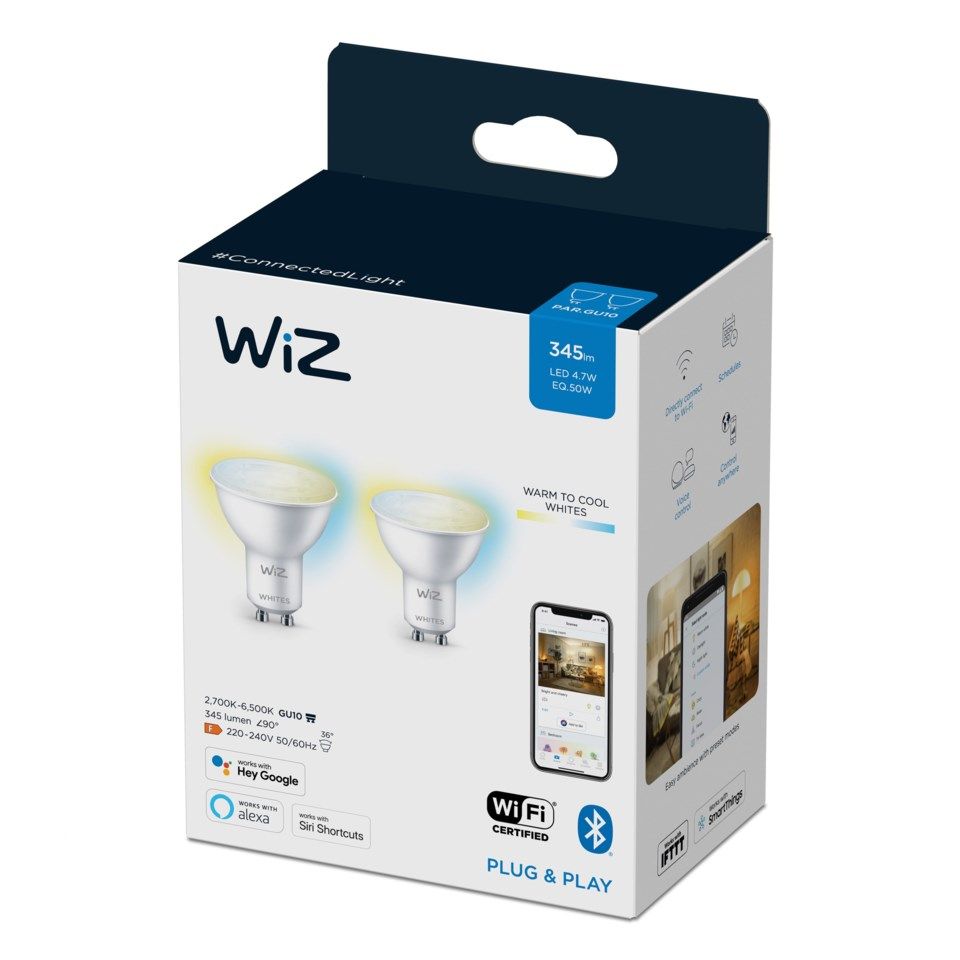 WiZ GU10 Smart LED-lampa 345 lm 2-pack