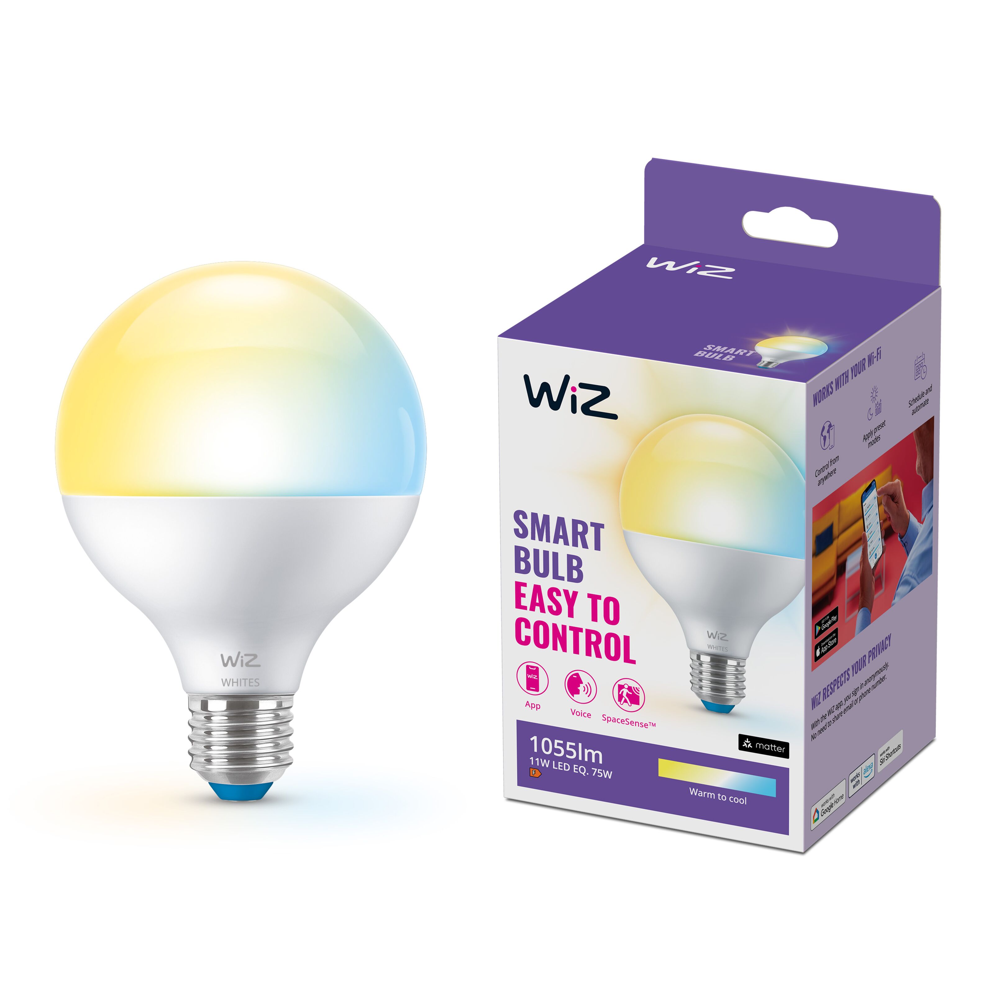 WiZ G95 Smart LED-pære E27 1055 lm