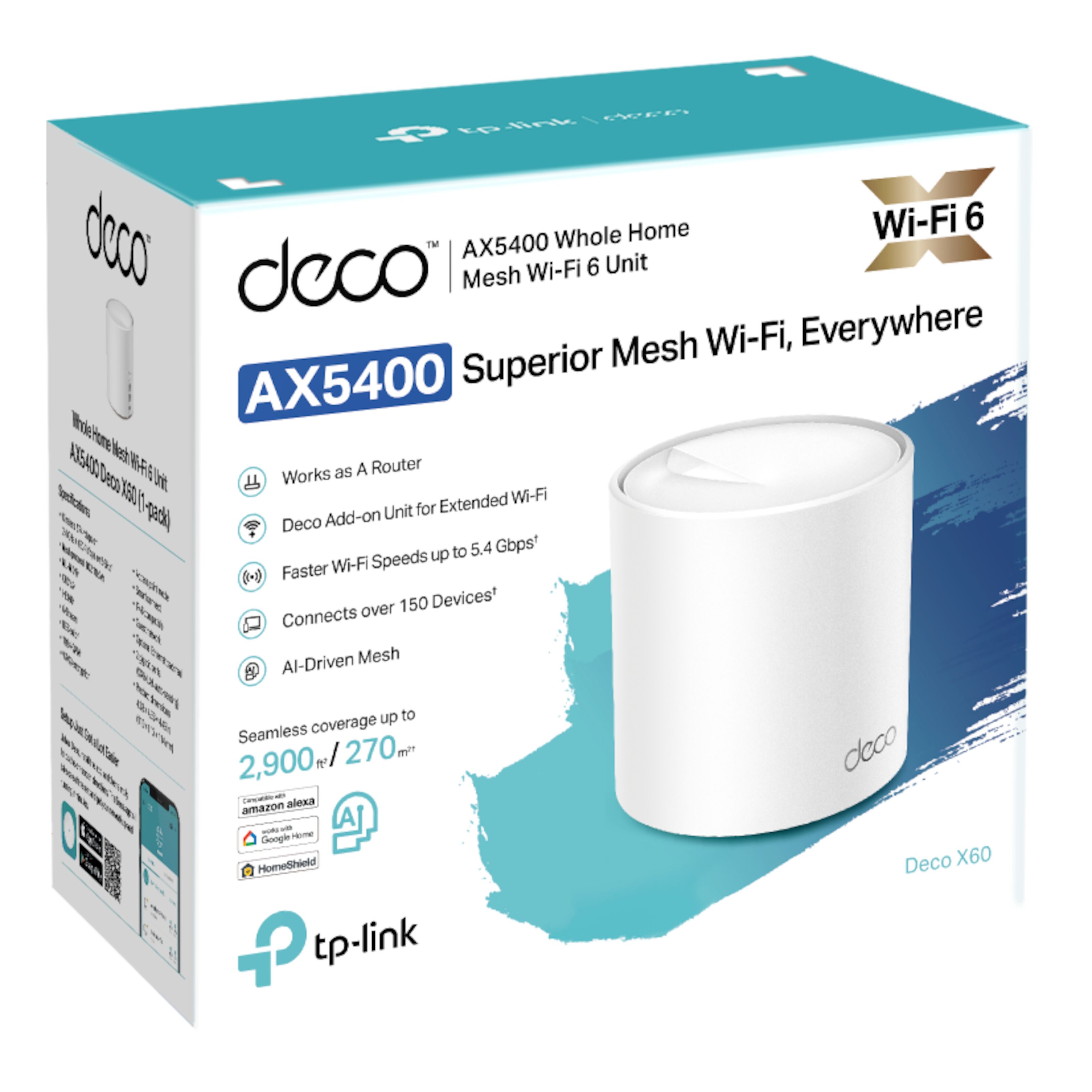 TPlink Deco X60 V3.20 Meshsystem AX5400 1pack Trådlösa routrar