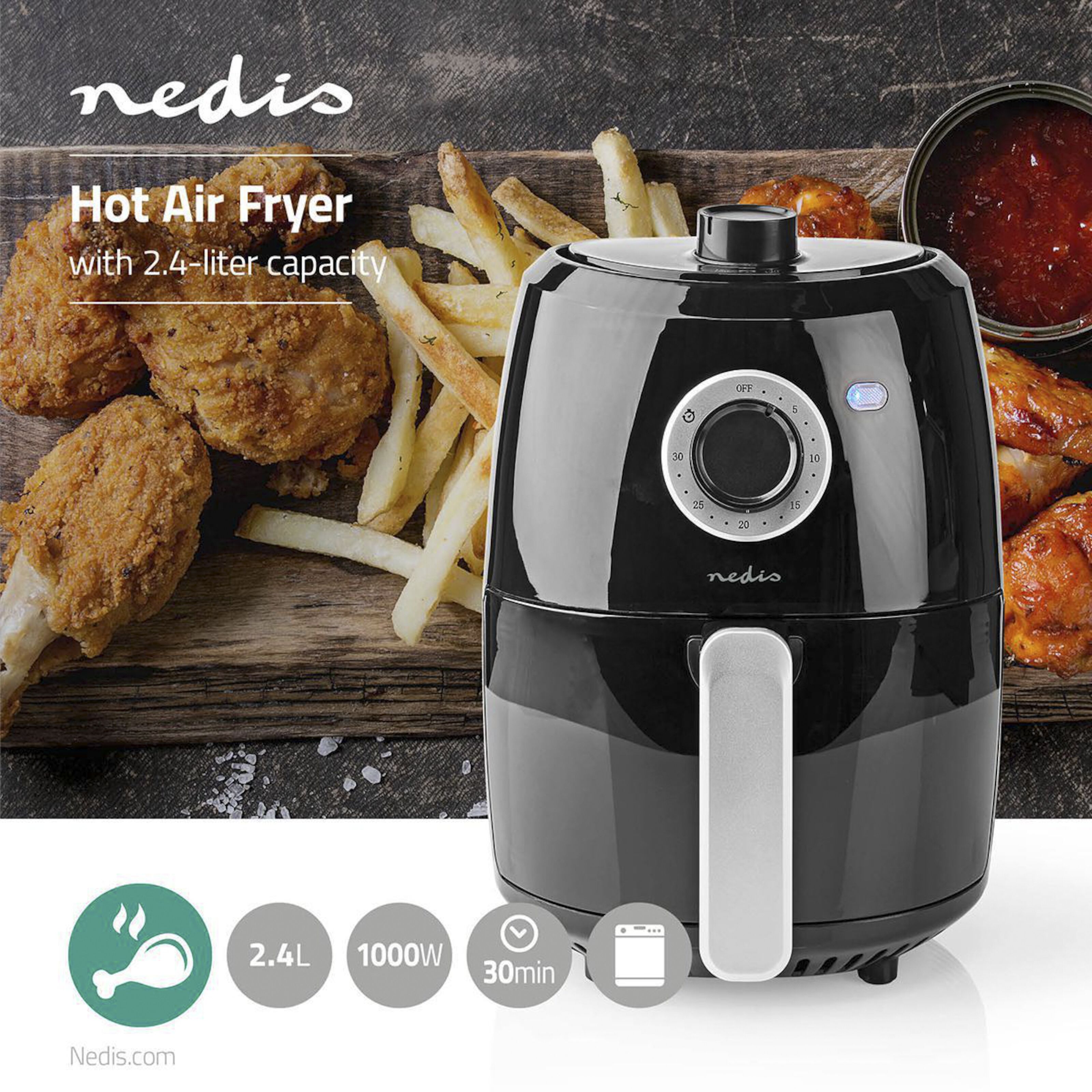 Nedis Airfryer 2,4 liter Frityrkokere og Airfryers