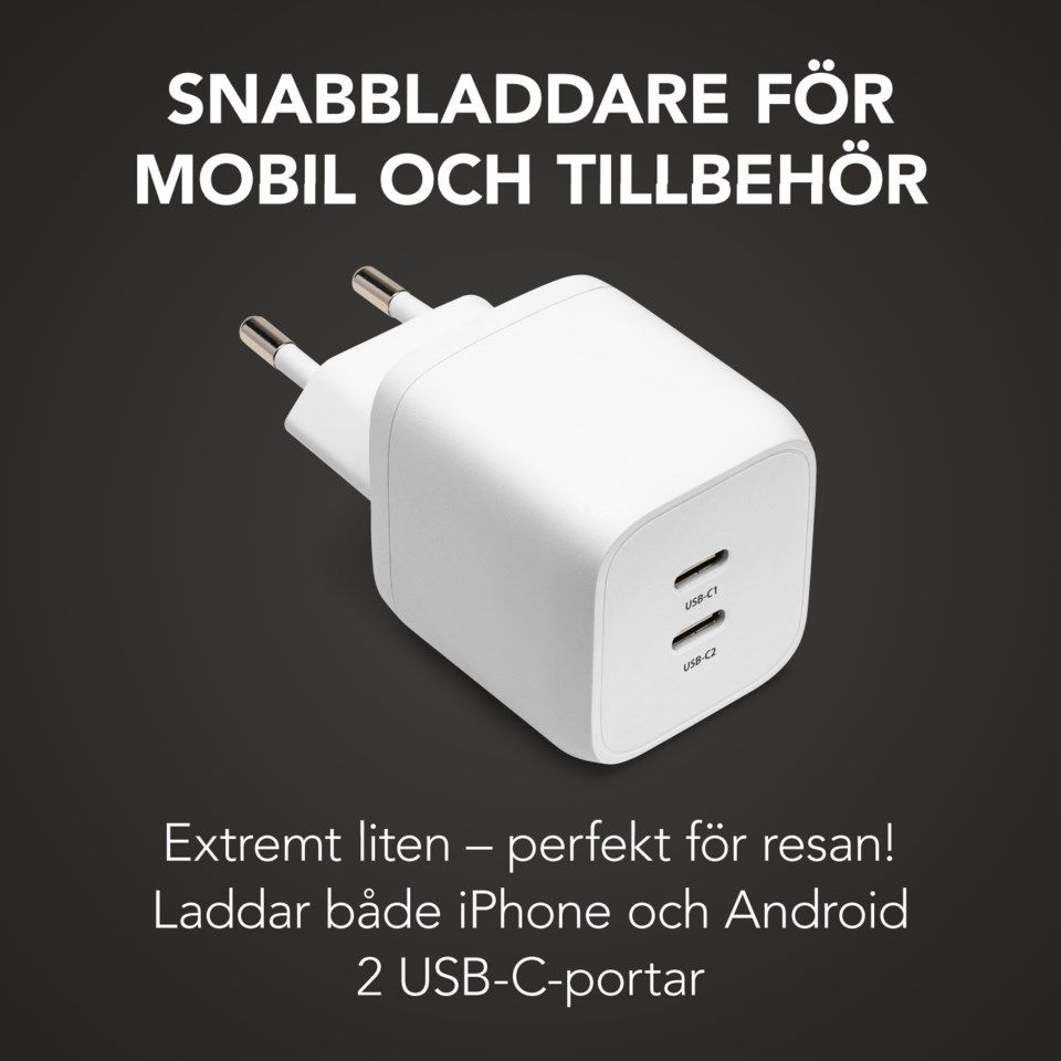 Linocell Premium GaN USB-C laddare med PD 45 W Vit