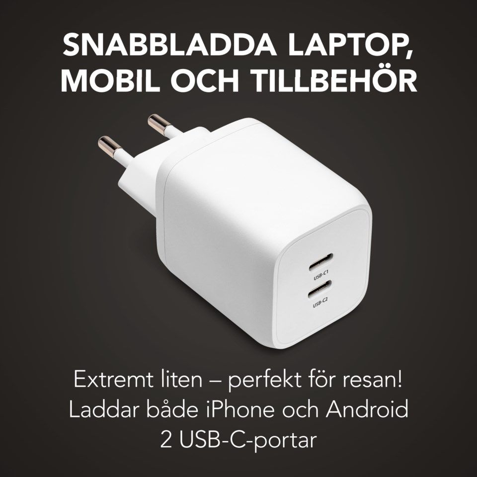 Linocell Premium GaN USB-C laddare med PD 65 W Vit
