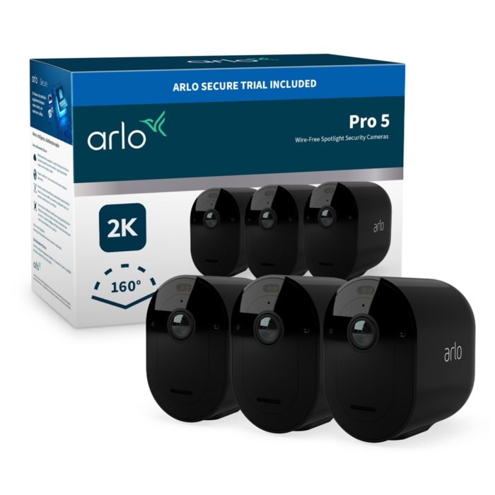 Arlo Pro 5 Trådlös Övervakningskamera Spotlight 3-pack Svart