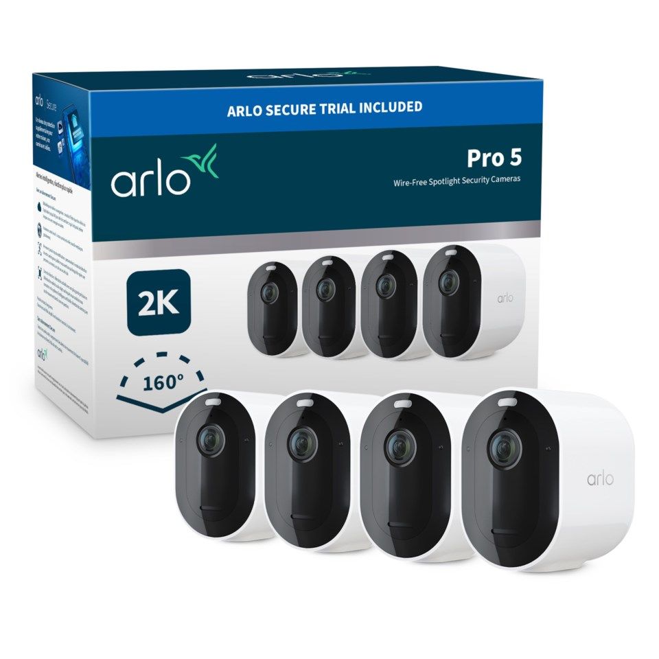 Arlo Pro 5 Spotlight Trådløs Overvåkningskamera 4-pk.