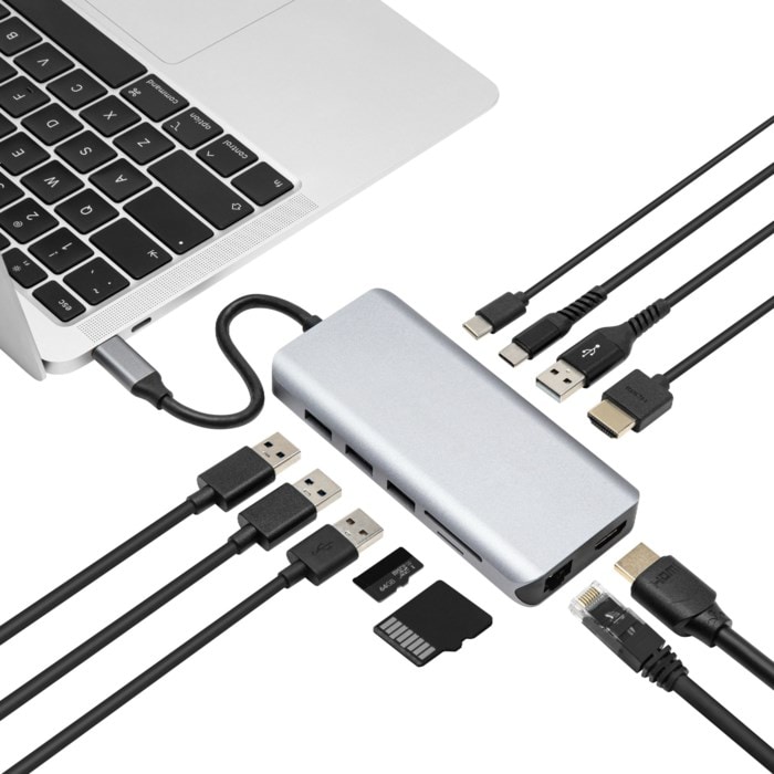 Plexgear Multiadapter för USB-C med 12 anslutningar