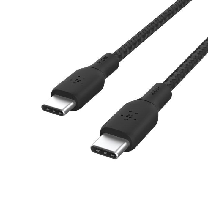 Belkin USB-C-kabel Nylonflätad 100 W 2 m Svart