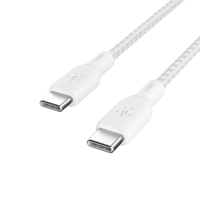 Belkin USB-C-kabel Nylonflätad 100 W 2 m Vit