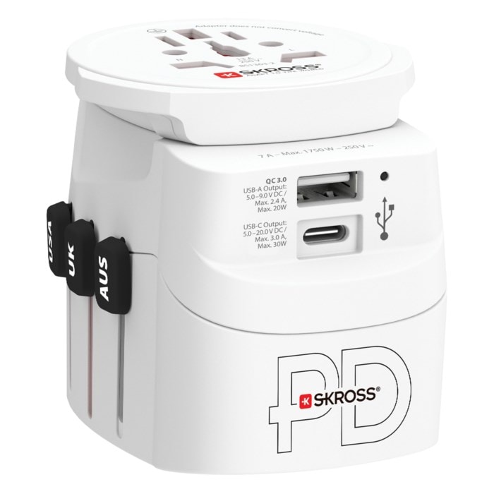 Skross Jordad reseadapter Universal med USB-uttag