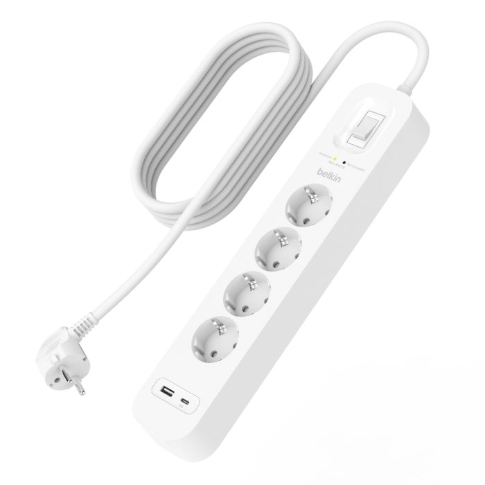 Belkin SurgePlus Grenuttag med USB-portar 4-uttag