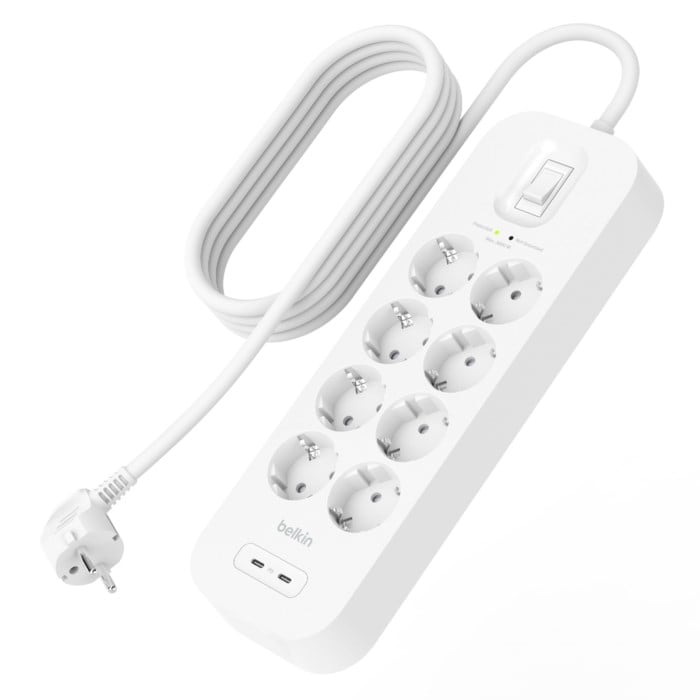 Belkin SurgePlus Grenuttag med USB-portar 8-uttag