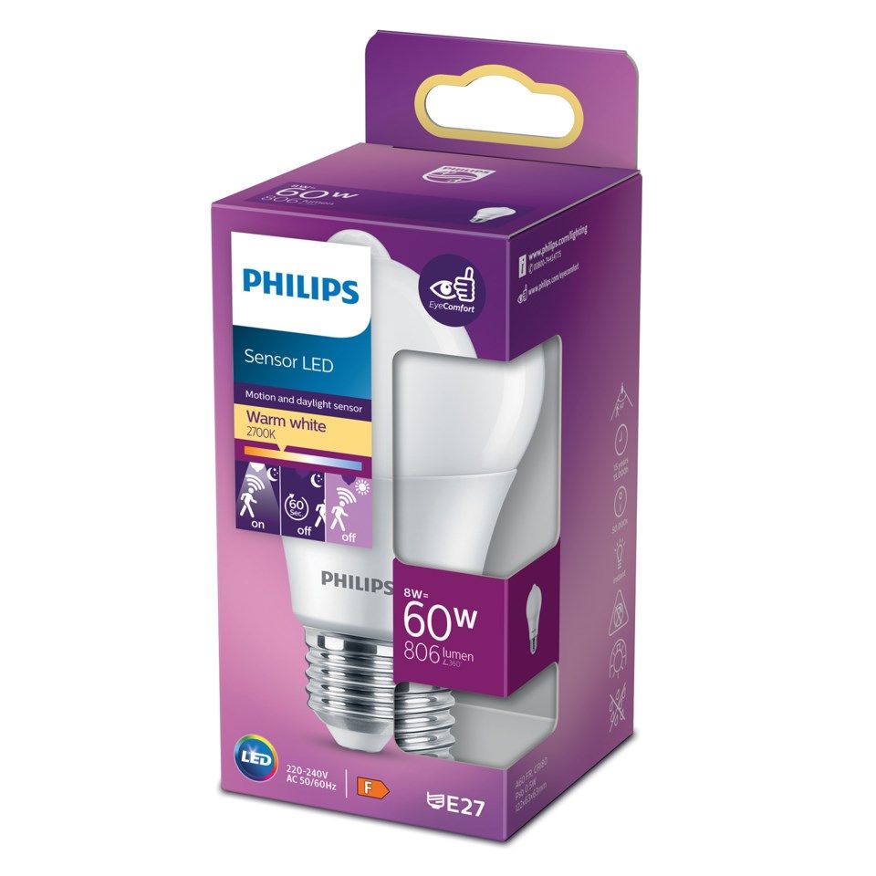 Philips LED-lampa med rörelsesensor E27 806 lm