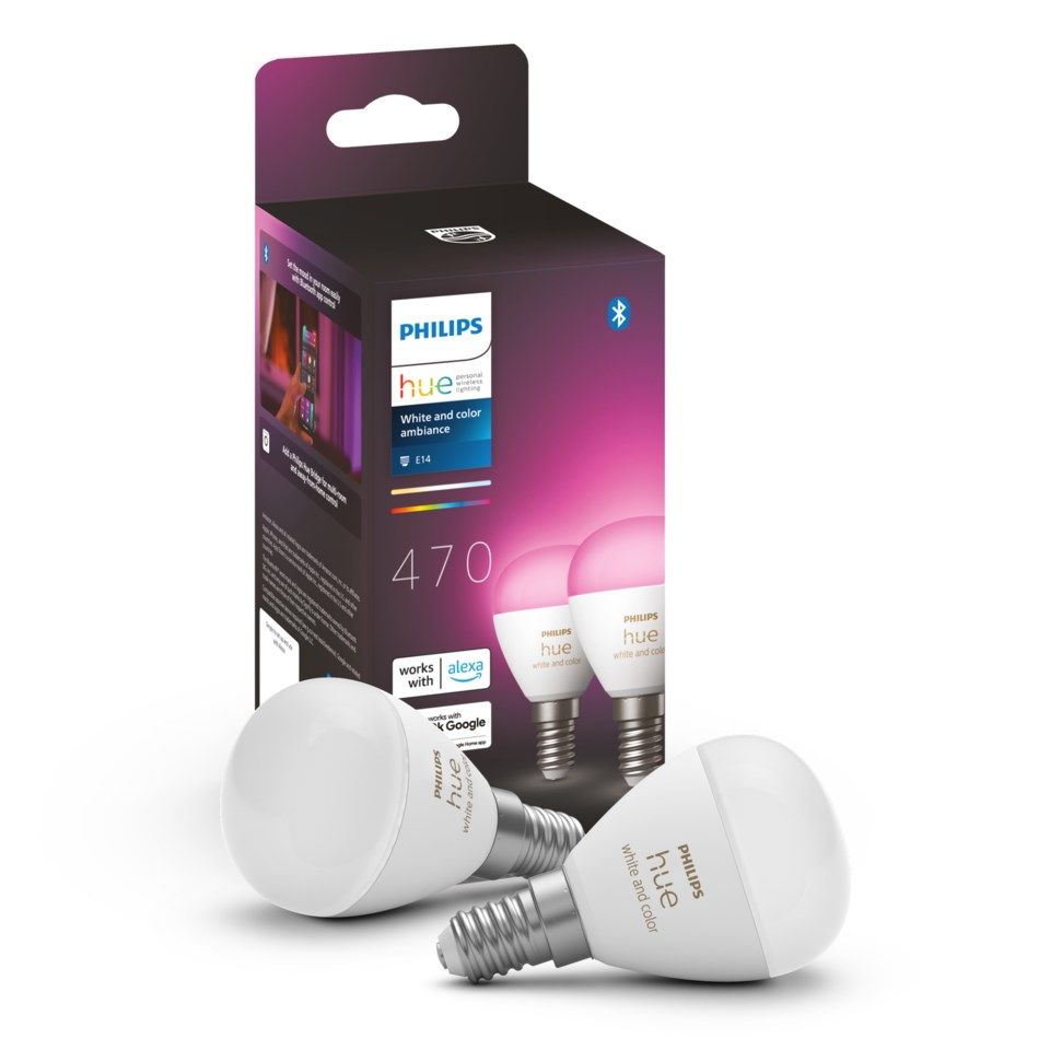 Philips Hue Luster Klotlampa White and Color Ambiance E14 470 lm 2-pack