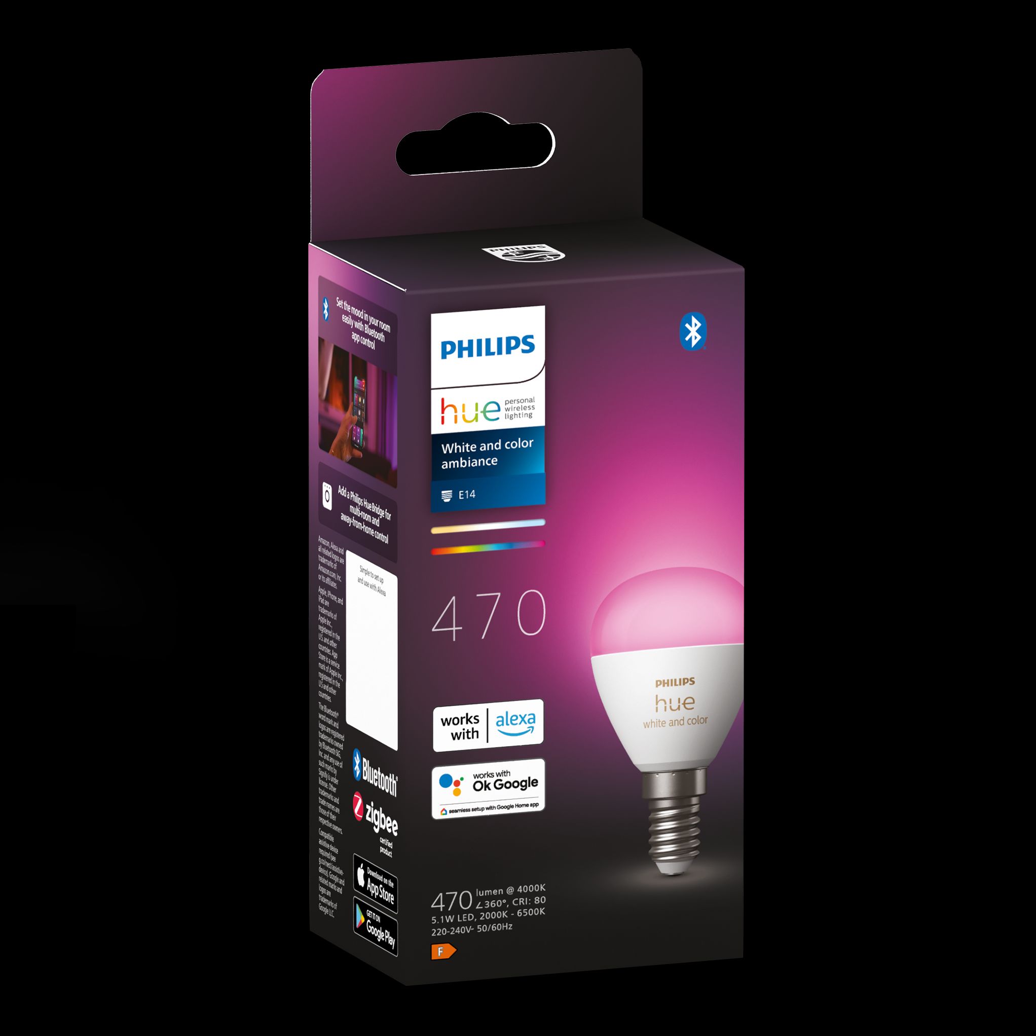 innr Zigbee E14 LED-ljus, White Ambiance, kompatibel med Philips Hue,  Alexa, Hey Google (Bridge krävs) E14 LED varmvitt, justerbart vitt ljus,  2200 K – 5000 K, 2-pack, RB 249 T-2 : 
