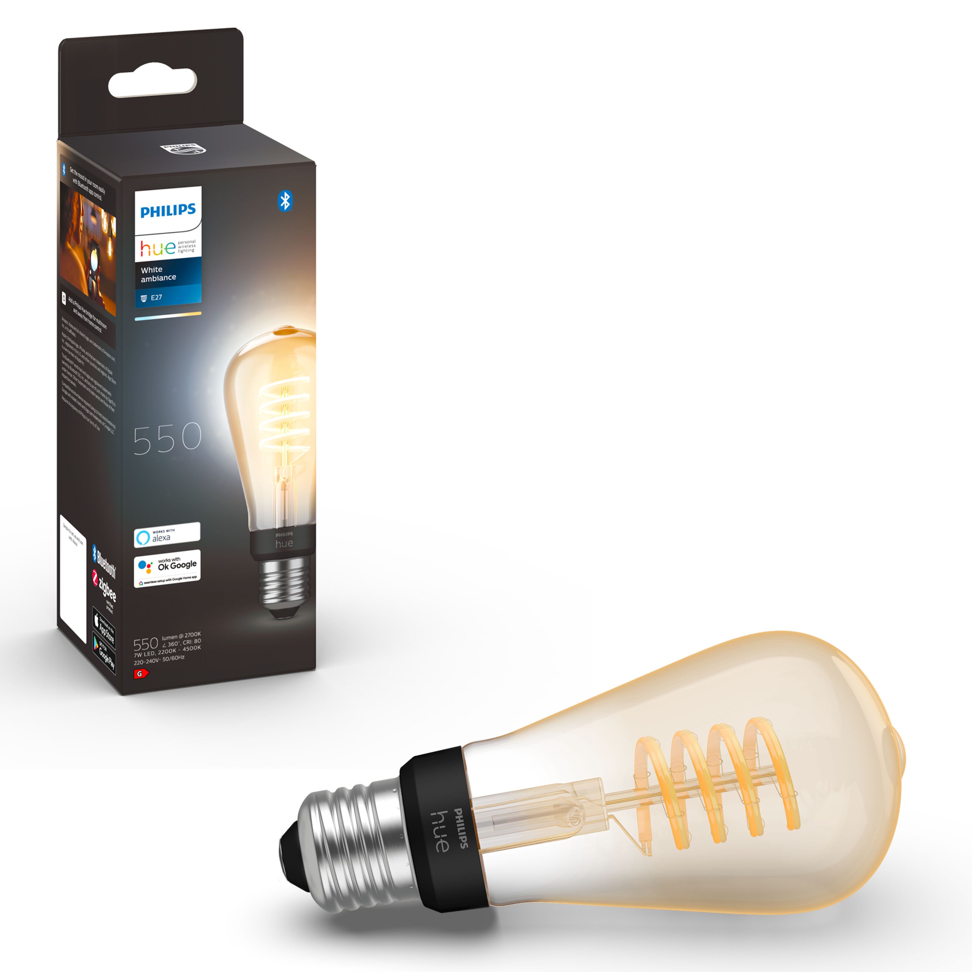 Philips Hue Filament ST64 E27 Smart LED-pære 550 lm