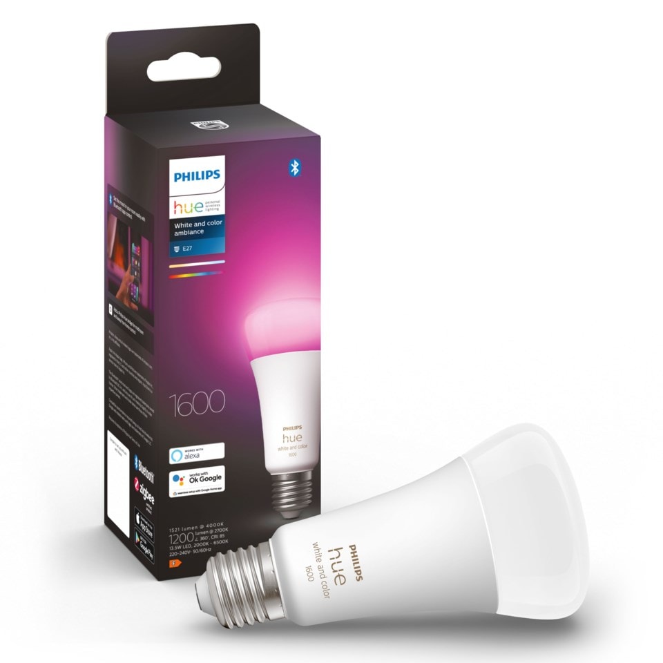 Philips Hue Color Ambiance Smart LED-pære E27 1600 lm - Smarte pære ...