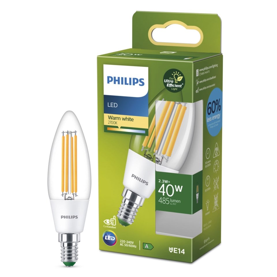 Philips Ultra Efficient E14 LED-kronljus 485 lm