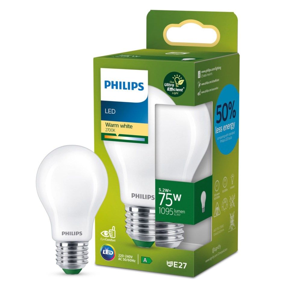 Philips Ultra Efficient E27 LED-pære 1095 lm