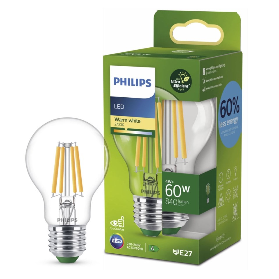 Philips Ultra Efficient E27 LED-pære 840 lm