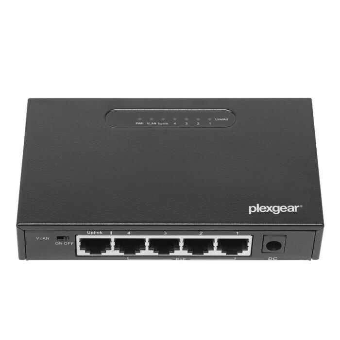 Plexgear Gigabitswitch med POE+ 5-portar