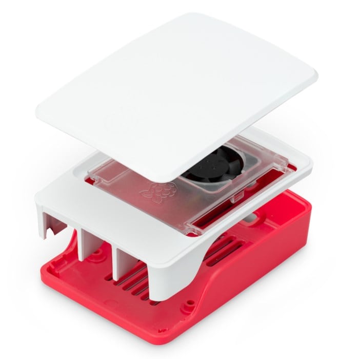 Raspberry Pi SC1159 Chassi med fläkt för Raspberry Pi 5 Model B Red/White