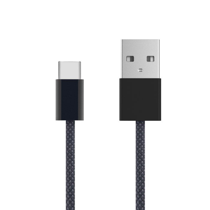 Linocell Flätad USB-A- till USB-C-kabel Svart 0,5 m