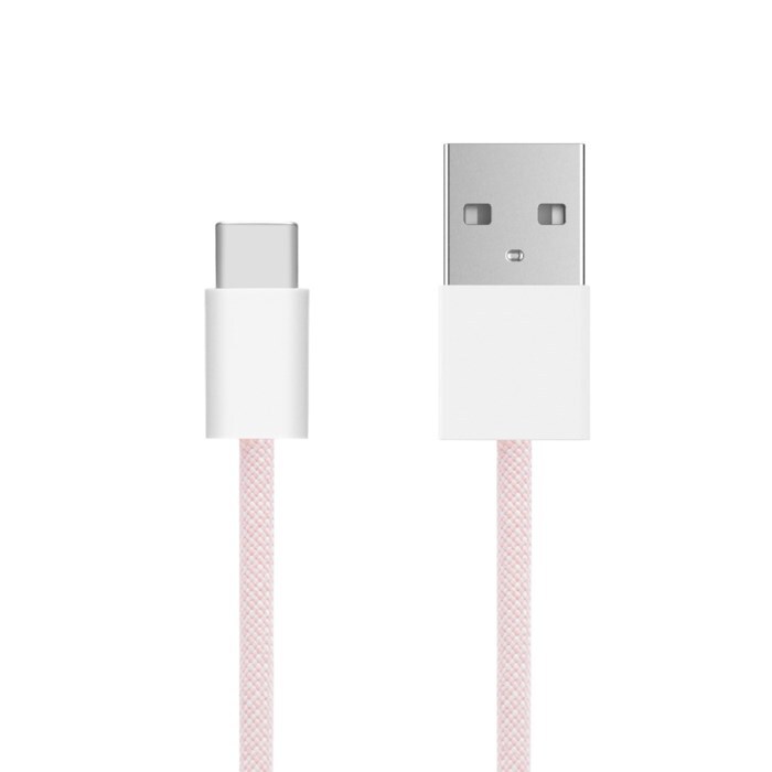 Linocell Flätad USB-A- till USB-C-kabel Rosa 1 m