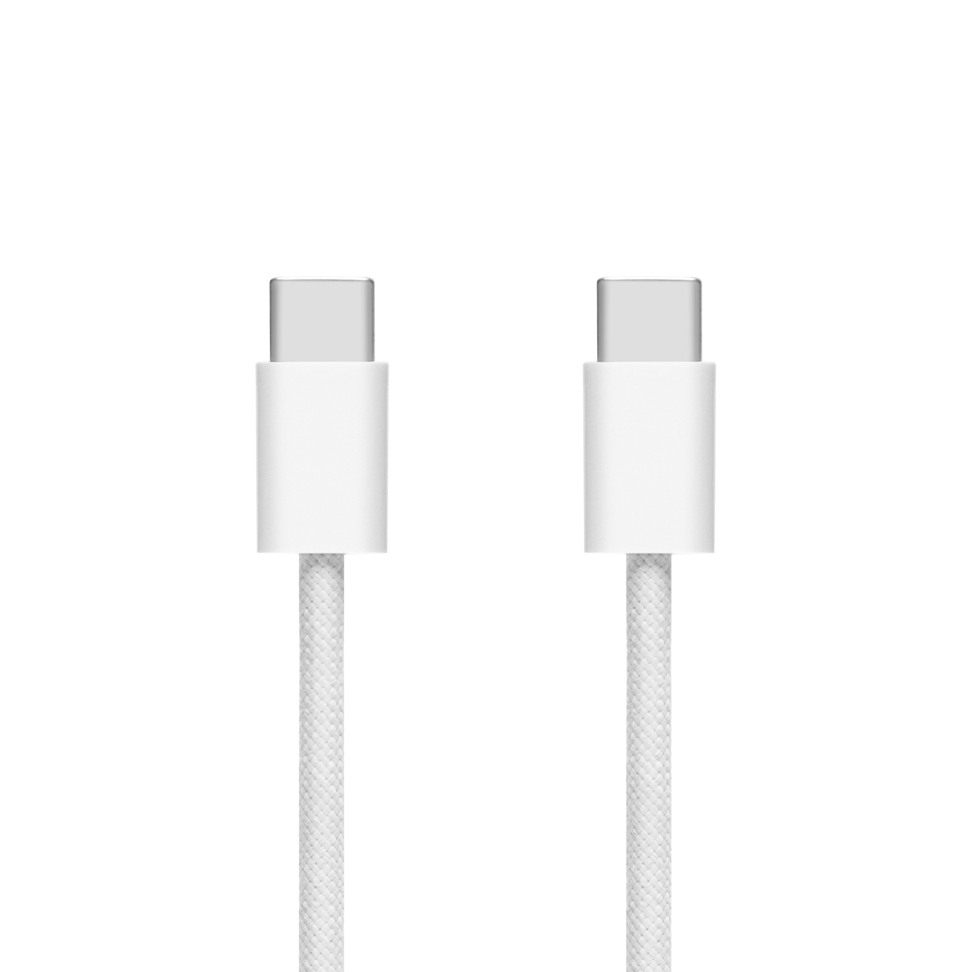 Linocell Flätad USB-C- till USB-C-kabel 60W Vit 0,5 m