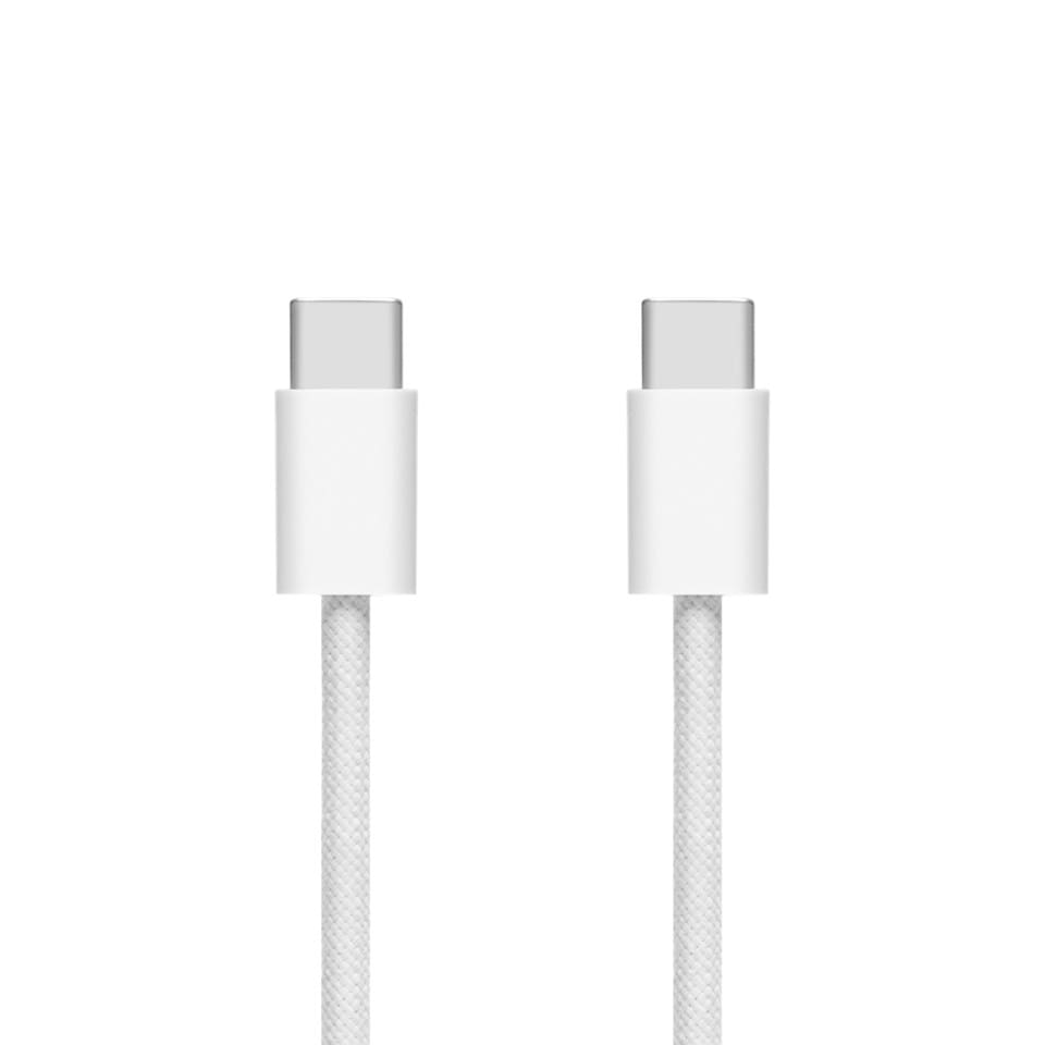 Linocell Flätad USB-C- till USB-C-kabel Vit 0,5 m