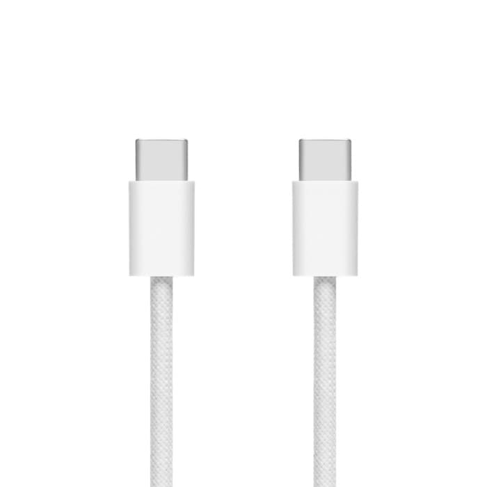 Linocell Flätad USB-C- till USB-C-kabel Vit 1 m