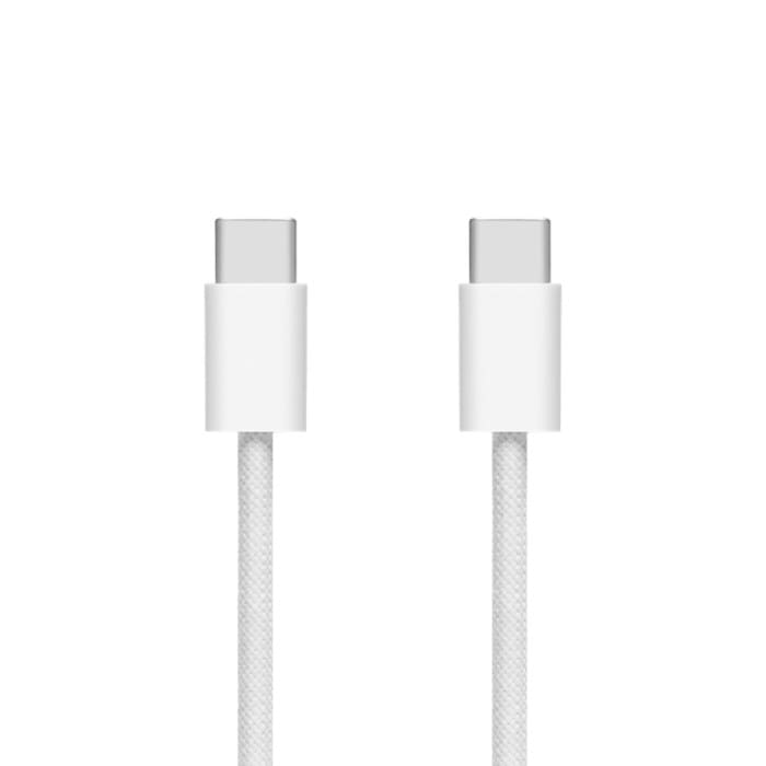 Linocell Flätad USB-C- till USB-C-kabel Vit 2 m