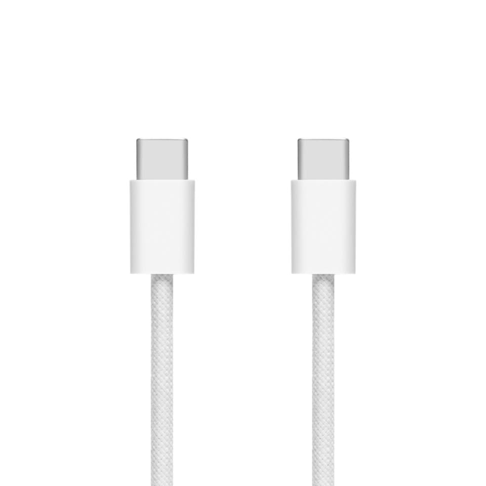 Linocell Flätad USB-C- till USB-C-kabel Vit 2 m