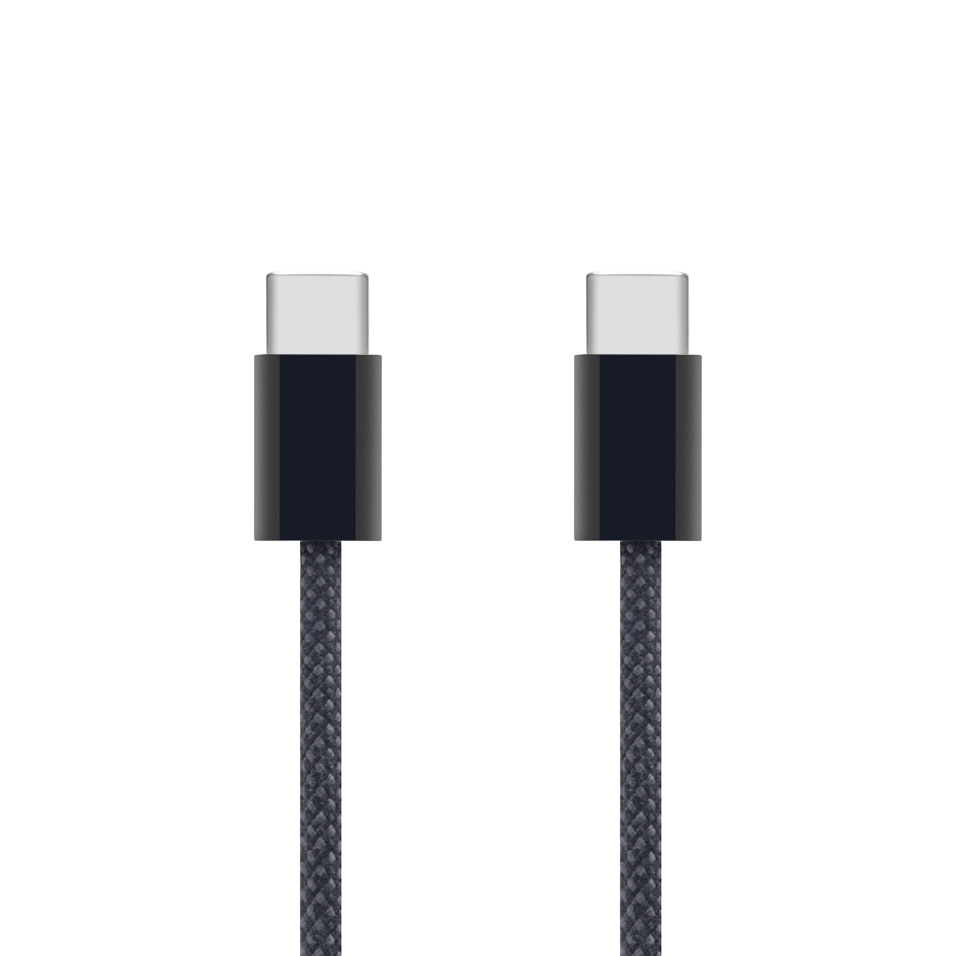 Linocell Flätad USB-C- till USB-C-kabel 60W Svart 1 m