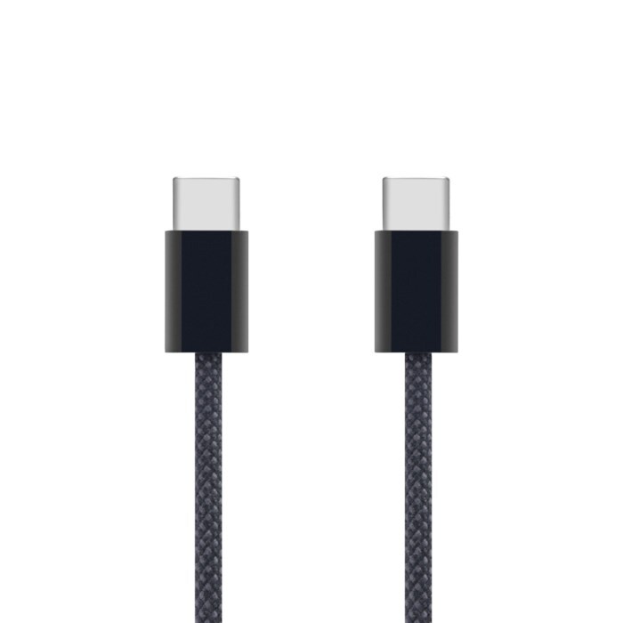 Linocell Flätad USB-C- till USB-C-kabel 60W Svart 2 m