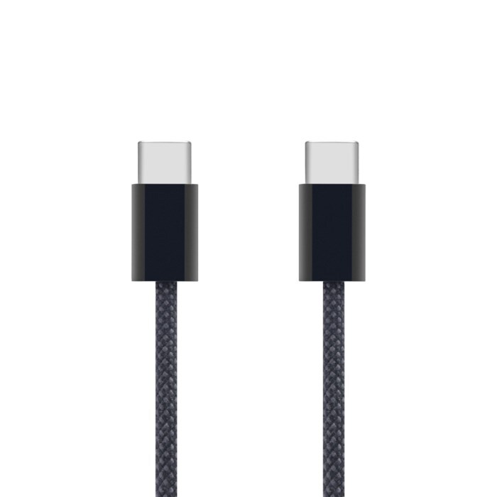 Linocell Flätad USB-C- till USB-C-kabel Svart 2 m