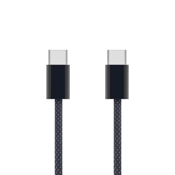 Linocell Flätad USB-C- till USB-C-kabel Svart 2 m