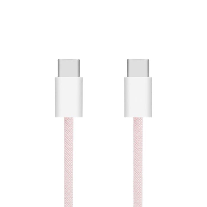 Linocell Flätad USB-C- till USB-C-kabel Rosa 0,5