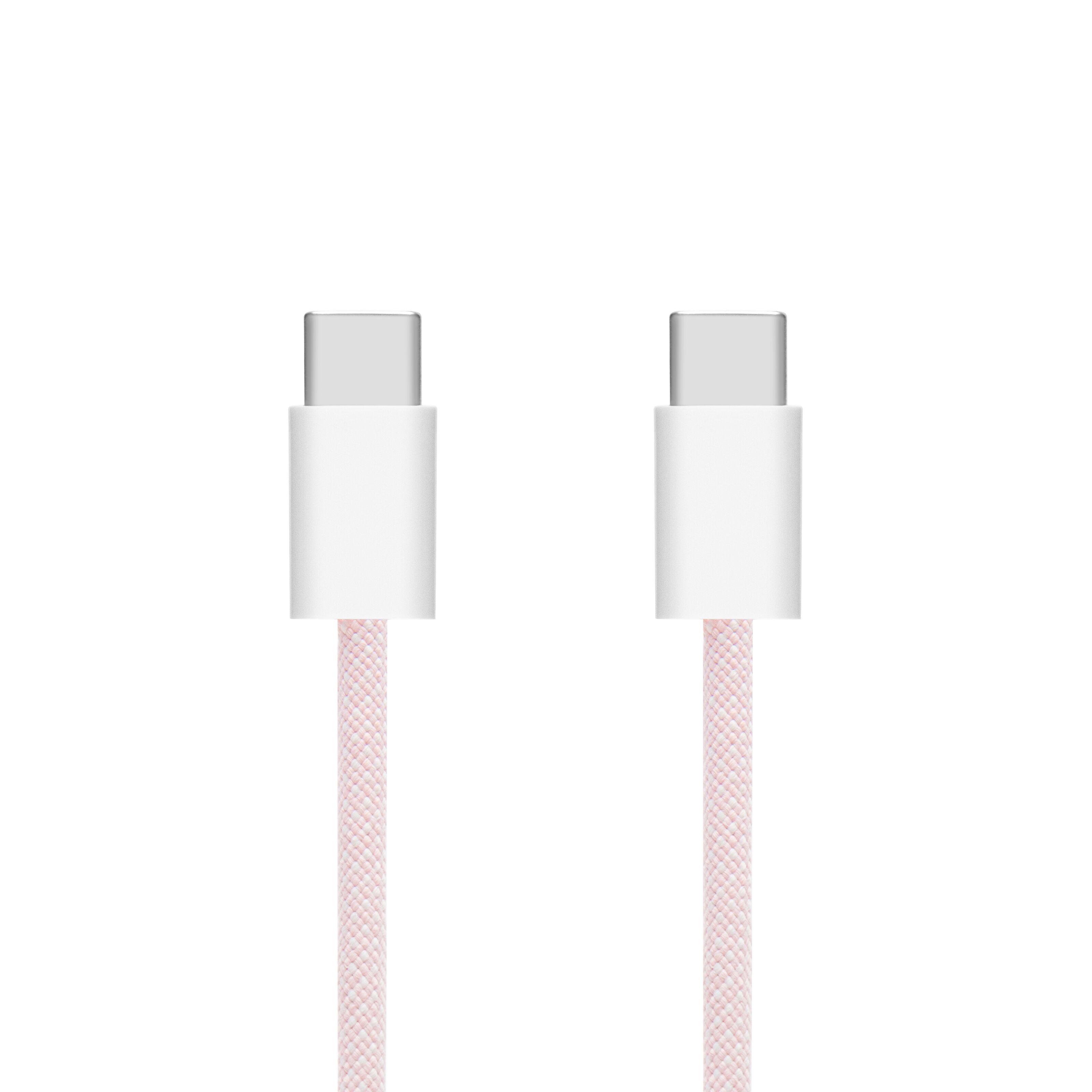 Linocell Flettet USB-C- til USB-C-kabel 60W Rosa 0,5