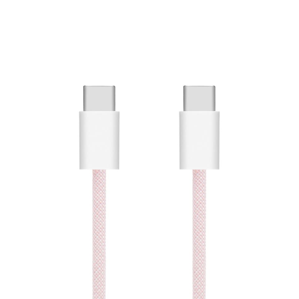 Linocell Flätad USB-C- till USB-C-kabel 60W Rosa 0,5