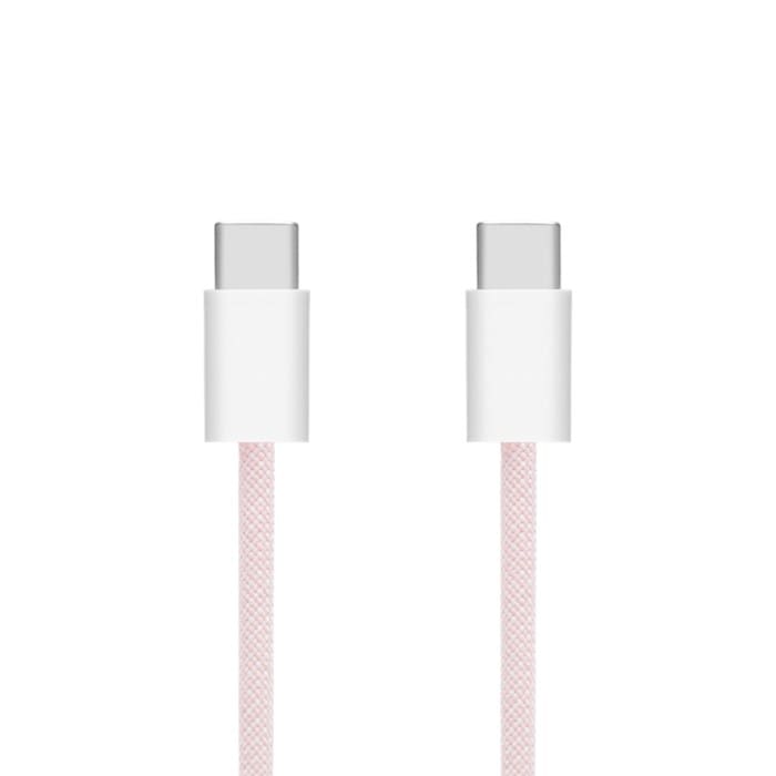 Linocell Flätad USB-C- till USB-C-kabel Rosa 1 m