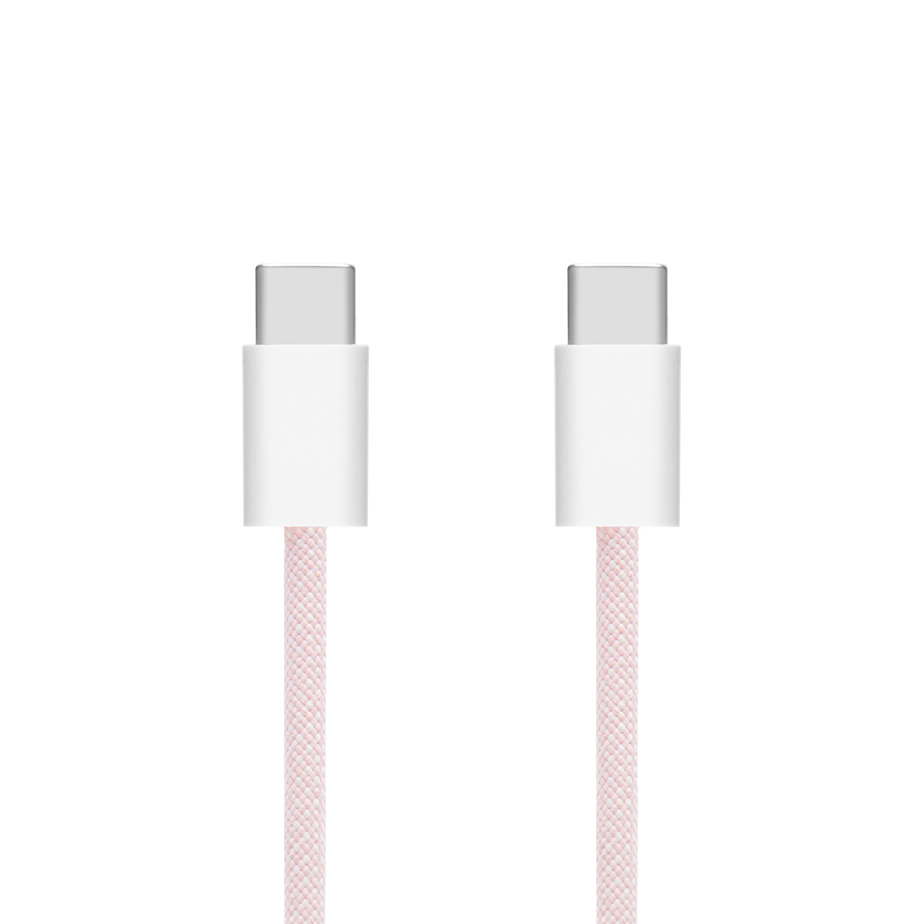 Linocell Flettet USB-C- til USB-C-kabel 60W Rosa 1 m